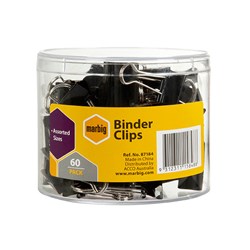 Marbig Binder Clips Assorted Sizes Tub 60